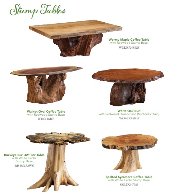 Bradley's Furniture Etc. Rustic Stump End Tables